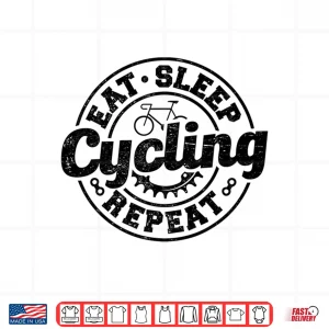 Design Eat Sleep Cycling Repeat Road Bike Bicycle Cyclist Triathlon Shirt 1