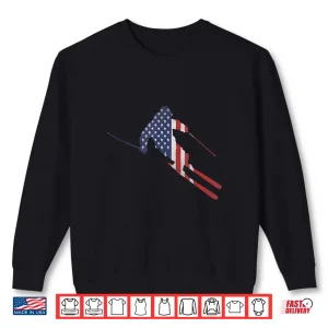 Sweatshirt American Flag Skiing US Skiers Ski Run Professional Shirt