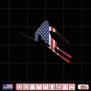 Design American Flag Skiing US Skiers Ski Run Professional Shirt