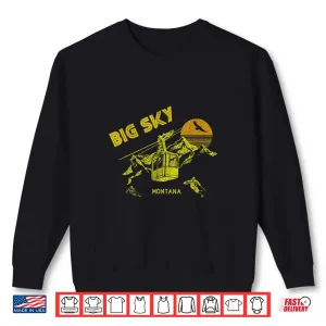 Sweatshirt Big Sky Montana Distressed Retro Skiing Graphic Shirt
