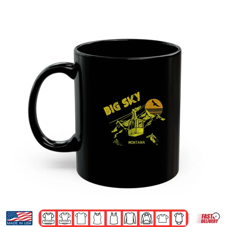 Mug Big Sky Montana Distressed Retro Skiing Graphic Shirt