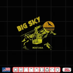 Design Big Sky Montana Distressed Retro Skiing Graphic Shirt