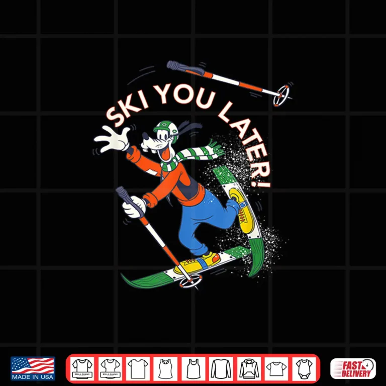 Design Disney Goofy Winter Sports Skiing Retro Ski You Later Shirt