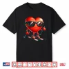 Heart Showing Skiing Skills Valentines Day Graphic Shirt