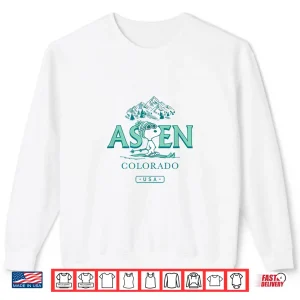 Sweatshirt Peanuts Snoopy Mountain Skiing Aspen Colorado USA Shirt
