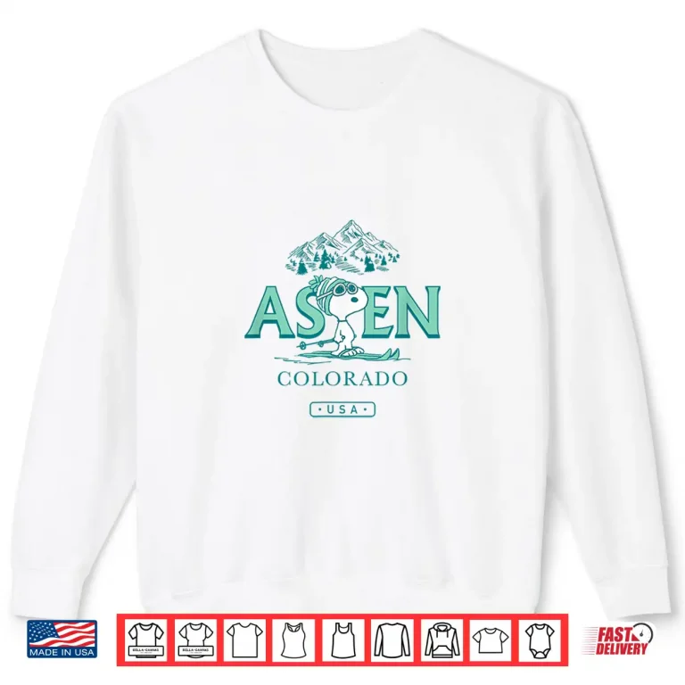 Sweatshirt Peanuts Snoopy Mountain Skiing Aspen Colorado USA Shirt