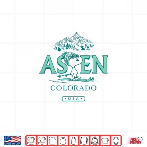 Design Peanuts Snoopy Mountain Skiing Aspen Colorado USA Shirt