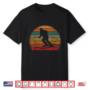 Retro Skier Sunset Skiing Winter Sport Ski Graphic Shirt