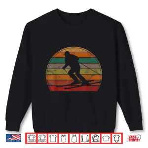 Sweatshirt Retro Skier Sunset Skiing Winter Sport Ski Graphic Shirt