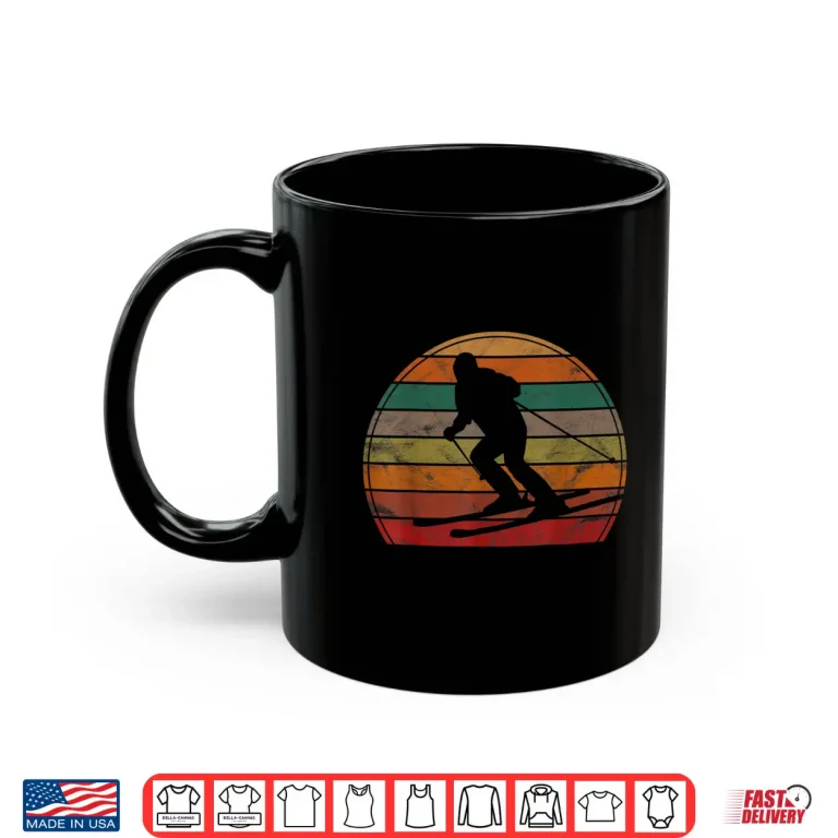 Mug Retro Skier Sunset Skiing Winter Sport Ski Graphic Shirt