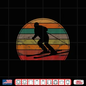 Design Retro Skier Sunset Skiing Winter Sport Ski Graphic Shirt