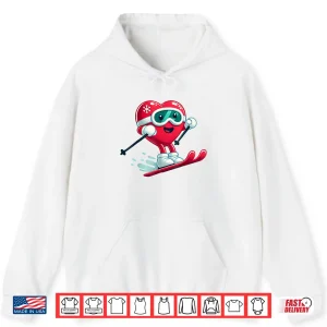 Hoodie Skiing Heart Funny Ski Lover Valentines Day Shirt