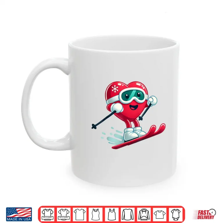 Mug Skiing Heart Funny Ski Lover Valentines Day Shirt