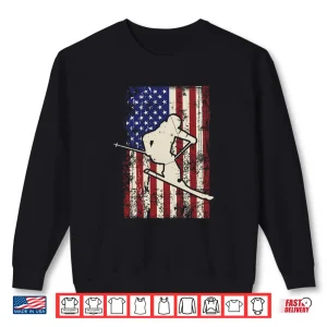 Sweatshirt USA Flag Ski Patriotic Skiing Skier Professional Shirt