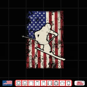 Design USA Flag Ski Patriotic Skiing Skier Professional Shirt