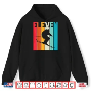 Hoodie 11th Birthday Boy Retro Ski Lover Skier 11 Years Old Shirt