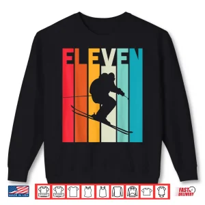 Sweatshirt 11th Birthday Boy Retro Ski Lover Skier 11 Years Old Shirt