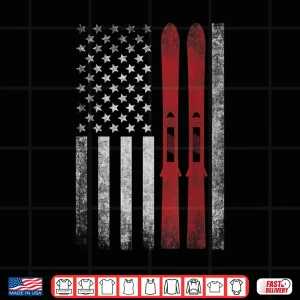 Design American Flag Skis. Skiing Winter Sports for US Skiers. Shirt