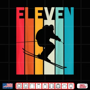Design 11th Birthday Boy Retro Ski Lover Skier 11 Years Old Shirt