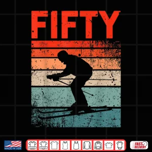 Design 50th Birthday Retro Ski Skiing 50 Year old Men Women Shirt