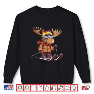 Sweatshirt Cute Skiing Moose Shirt