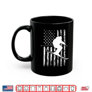 Mug Downhill Ski Team 4th Of July USA American Flag Skiing Skier Women Kids Men Shirt