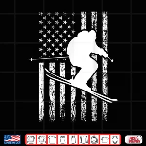 Design Downhill Ski Team 4th Of July USA American Flag Skiing Skier Women Kids Men Shirt