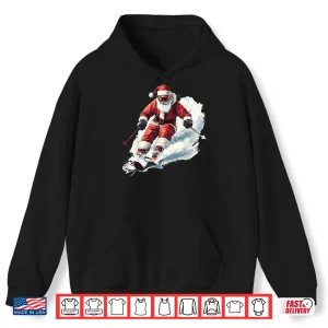 Hoodie Santa Skiing Funny Christmas Skier Ski Racer Xmas Pajama Shirt