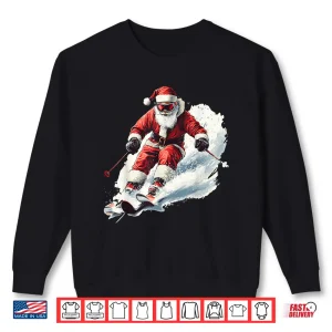 Sweatshirt Santa Skiing Funny Christmas Skier Ski Racer Xmas Pajama Shirt