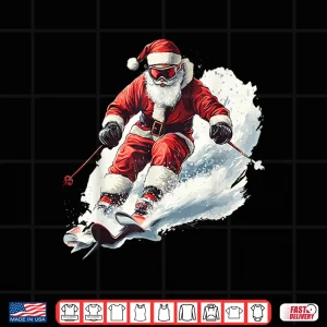 Design Santa Skiing Funny Christmas Skier Ski Racer Xmas Pajama Shirt