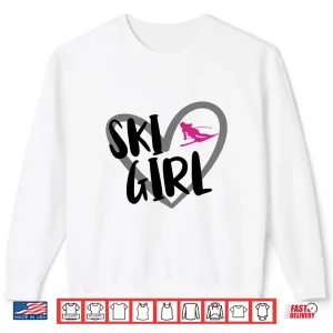 Sweatshirt Ski Girl Heart Funny Skiing For Skiers Shirt