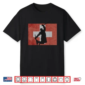 Skiing Ski Jump Switzerland Swiss Flag Winter Sports Tshirt