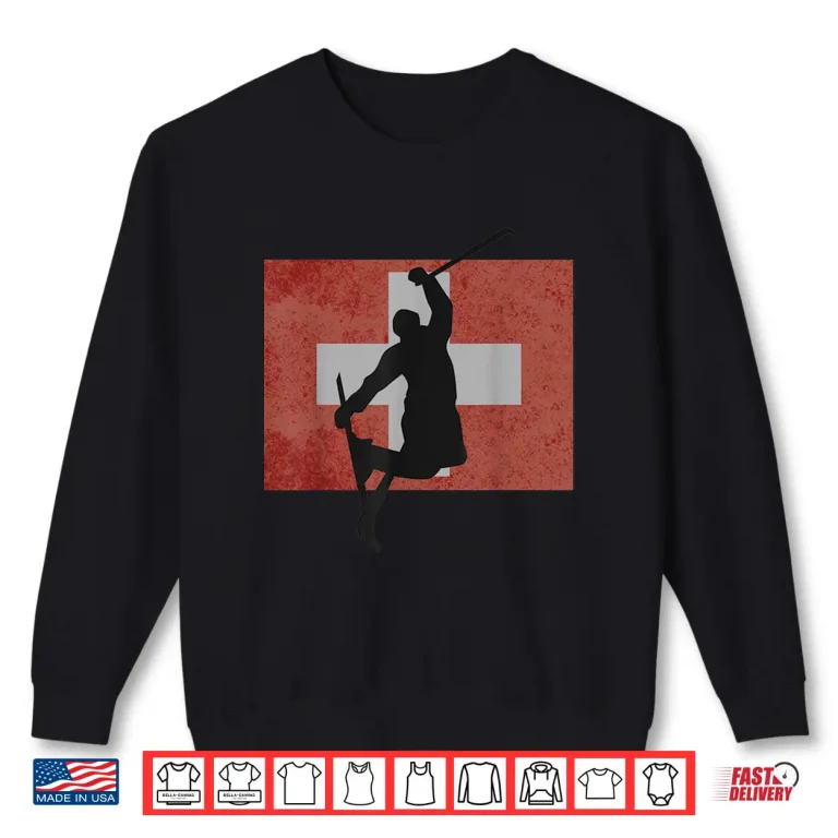 Sweatshirt Skiing Ski Jump Switzerland Swiss Flag Winter Sports Tshirt