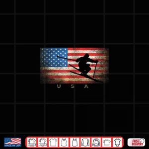 Design Vintage USA Skiing American Flag Shirt Classic