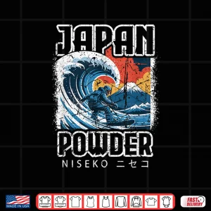 Design Japan Hokusai Snowboarding Niseko Japanese Katakana Souvenir Shirt