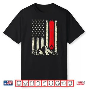 Snowboarding Lover Usa Flag Snowboarder Wintersports Lover Shirt