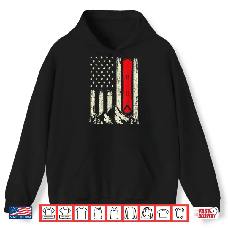Hoodie Snowboarding Lover USA Flag Snowboarder Wintersports Lover Shirt