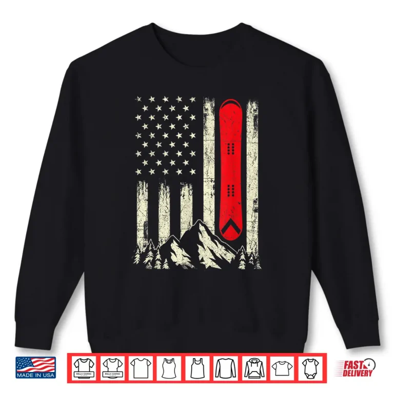 Sweatshirt Snowboarding Lover USA Flag Snowboarder Wintersports Lover Shirt