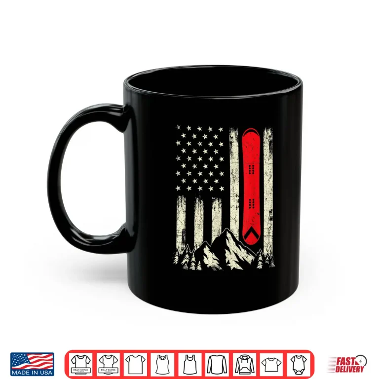 Mug Snowboarding Lover USA Flag Snowboarder Wintersports Lover Shirt
