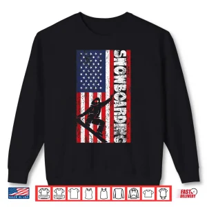 Sweatshirt USA Winter Patriotic Snowboarder American Flag Snowboard Women Kids Men Shirt