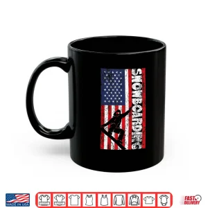 Mug USA Winter Patriotic Snowboarder American Flag Snowboard Women Kids Men Shirt
