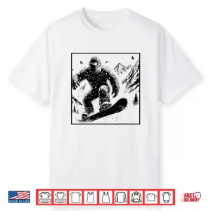 Bigfoot Snowboarder Funny Sasquatch Snowboarding Lover Shirt