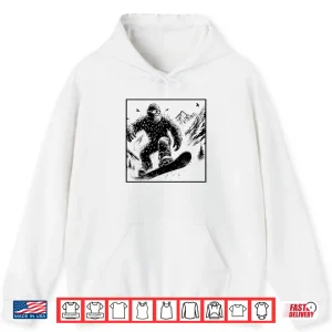 Hoodie Bigfoot Snowboarder Funny Sasquatch Snowboarding Lover Shirt