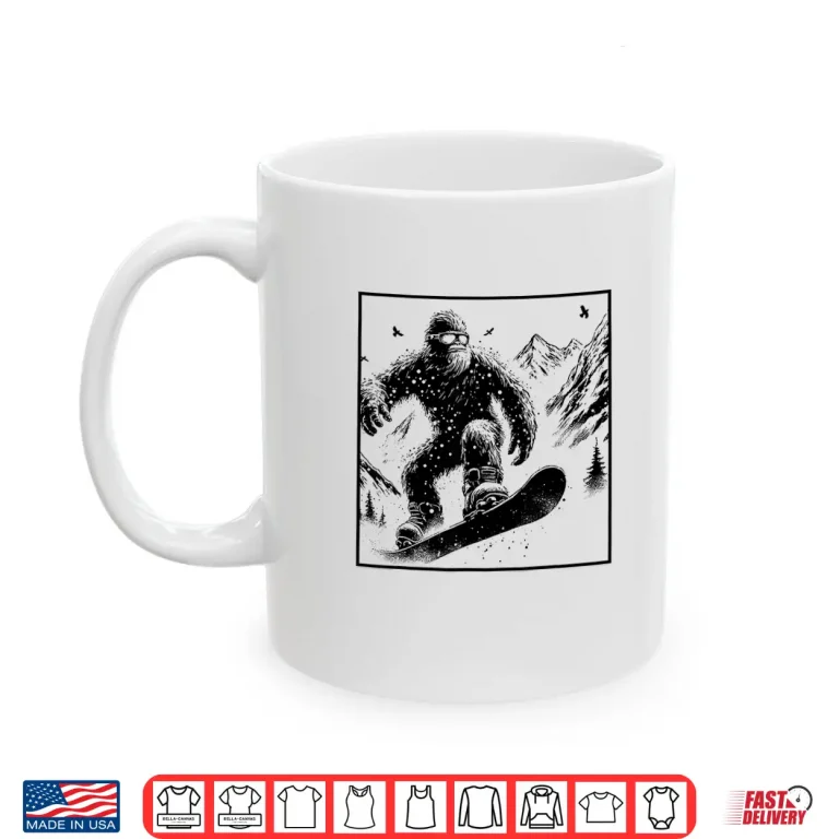 Mug Bigfoot Snowboarder Funny Sasquatch Snowboarding Lover Shirt