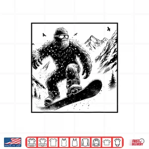 Design Bigfoot Snowboarder Funny Sasquatch Snowboarding Lover Shirt
