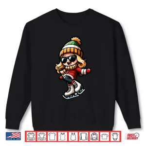 Sweatshirt Girl Snowflake Sunglasses Snowboarding Player Shirt