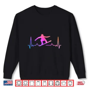 Sweatshirt Snowboard Heartbeat 80s 90s Retro Winter Snowboarding Gift Shirt