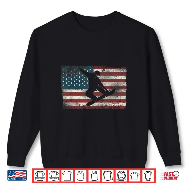 Sweatshirt Snowboarding Snowboard Patriotic Vintage American Usa Flag Shirt