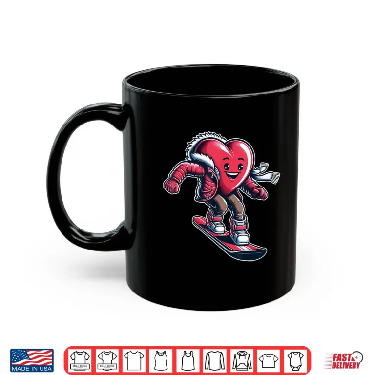 Mug Valentines Day Heart Snowboarder Snowboarding Winter Sports Shirt