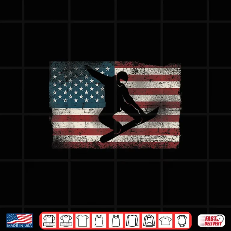 Design Snowboarding Snowboard Patriotic Vintage American Usa Flag Shirt